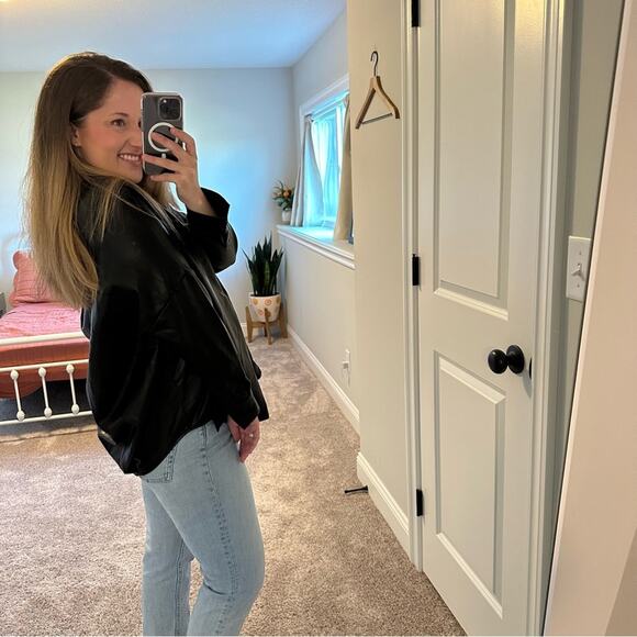 French Connection Faux Leather Top Small - Picture 2 of 9